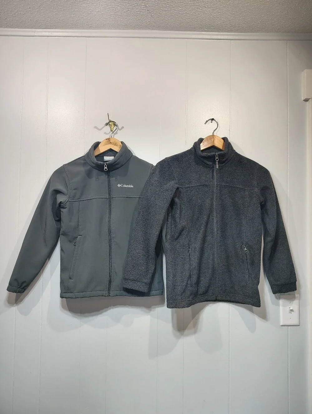 Columbia Boys M 10/12 Softshell Jacket Fleece Lot 2pc Bowen Lake Steens Gray